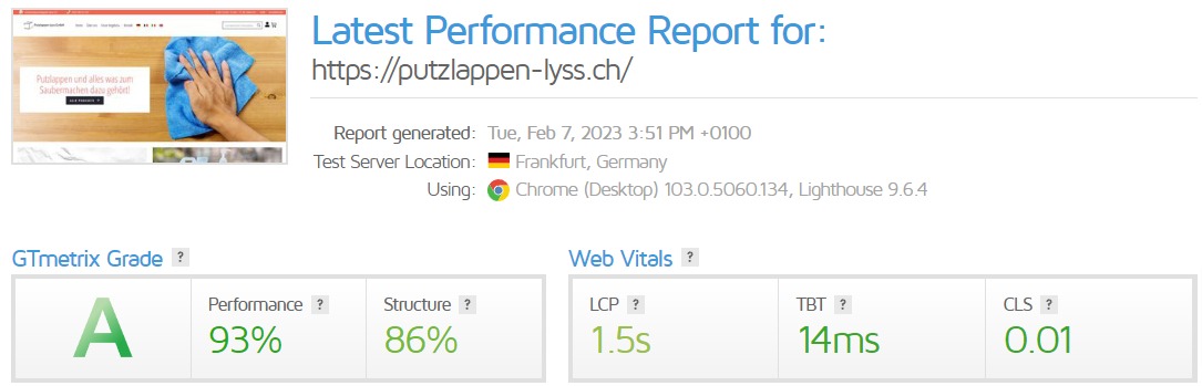 Onlineshop Bewertung | Putzlappen Lyss GmbH